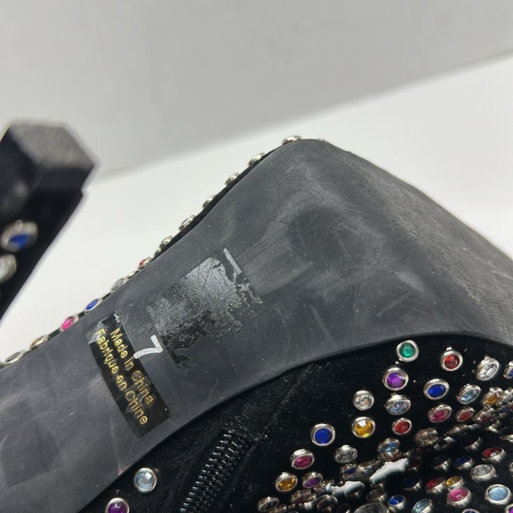 Jeffrey Campbell Stiletto High Heel Booties Boots Jeweled Multicolor Black 7 - Picture 8 of 9